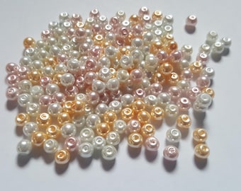 Barely pink pearl mix, Glass pearl mix, Glass pearl beads, Bead mix, Bead soup, Glass pearls, Glass beads, Pearl beads, Jewellery making