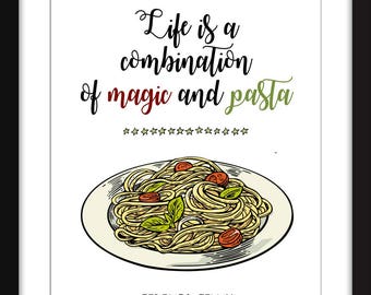 Federico Fellini - Life is a Combination of Magic and Pasta Unframed Print