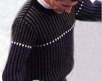 INSTANT DOWNLOAD-Knitted Sweater- Knitting Pattern-Mans Pullover- Pdf Pattern -115