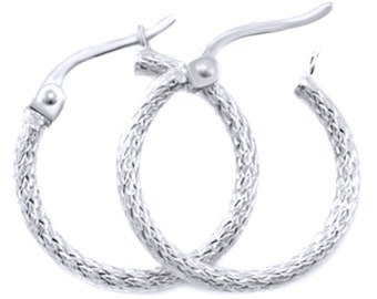 18mm Puffed Diamond Shape Hoop Earrings In 14K Solid Gold