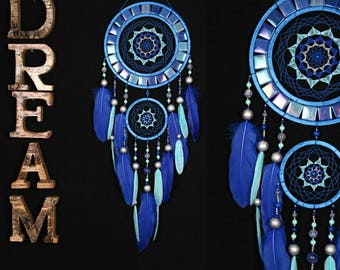 Dream catcher Dreamcatcher Blue mosaic wall native american Large Dreamcatcher boho Indian talisman gift dreamcatche wall hanging boho decor