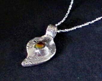 Silver clay pendant, pmc and dichroic, silver clay necklace, silver clay jewelry, pmc, pmc3, fine silver pendant, dichroic and silver clay