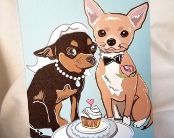 Wedding Chihuahuas - Greeting Card