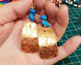 Copper and Turquoise Dangle Earrings