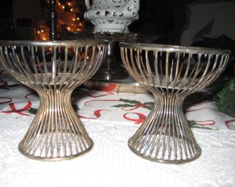 Danish Modern Candle Holders/Mid Century Modern Silver Tone Candle Holders