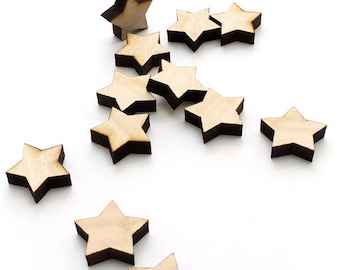 Laser Cut Mini Wooden Stars - Itsies - Pack of 15 Tiny Stars in Assorted Woods - Charms by Timber Green Woods, USA
