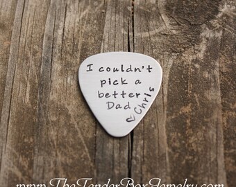 Fathers Day Dads Personalized guitar pick hand stamped stainless pick Guitar pick for dad greatest dad Gift Father's Day