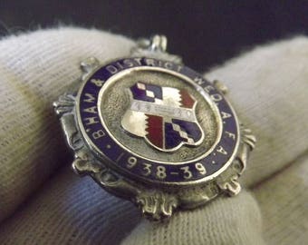 Vintage Sterling Silver and Enamel Fob Medallion by Fattorini & Sons 1938
