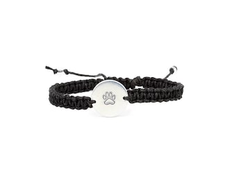 Paw Print Bracelet, Pet Memorial Bracelet, Hemp bracelet, Charm Bracelet, Pet Jewelry, Pet Memorial Jewelry, Pet Lover Gift, Pet Loss