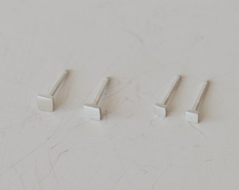 Tiny Earrings, Stud Earrings, Silver Earrings, Square Earrings, Earring Set, Second Piercing, Minimal Earrings, 4mm Earrings, 3mm Earrings