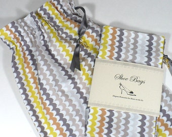 Travel Shoe Bags, Stripe, Gray, Yellow, drawstring bags, lingerie, shoe storage