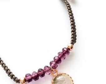 Rose Gold Sterling Beaded Crystal Friendship Bracelet