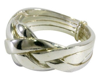 Puzzle Ring, silver, 4 bands--puzzle ring, 925 sterling silver, 4 tapes-3849