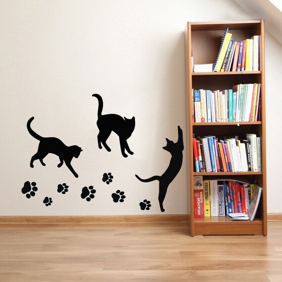 Cats Wall Decals Paw Prints Kitten Vinyl Sticker Pet Shop Love