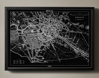 BERLIN Map Print, Berlin Germany Black and White Wall Decor