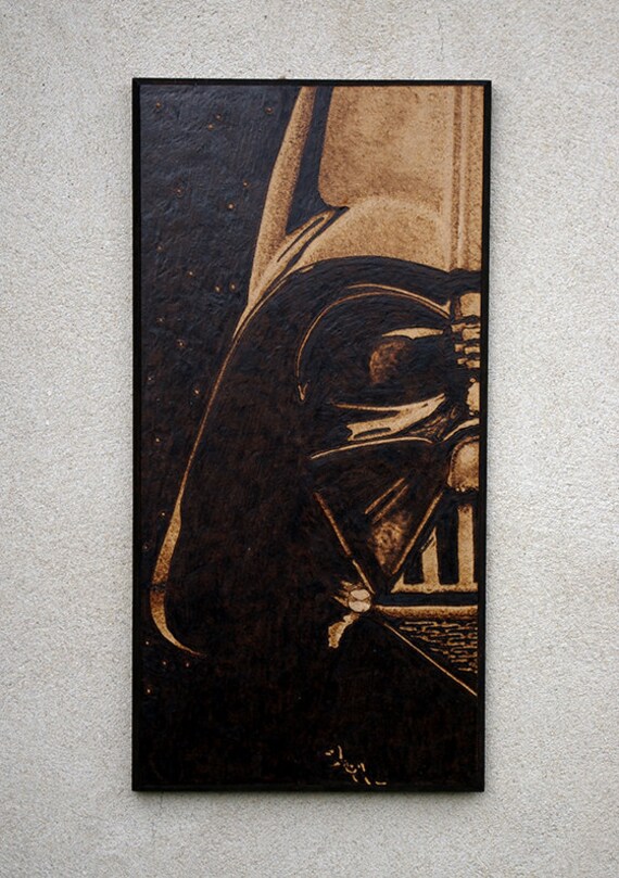Star Wars inspired Darth Vader pyrography art