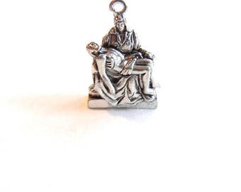 Pewter Charm of Michelangelo's La Pieta Sculpture