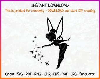 Tinkerbell SVG Peter Pan SVG Iron on Transfer File For Cricut And Silhouette Outline Instant Download Scrapbooking Tinkerbell svg