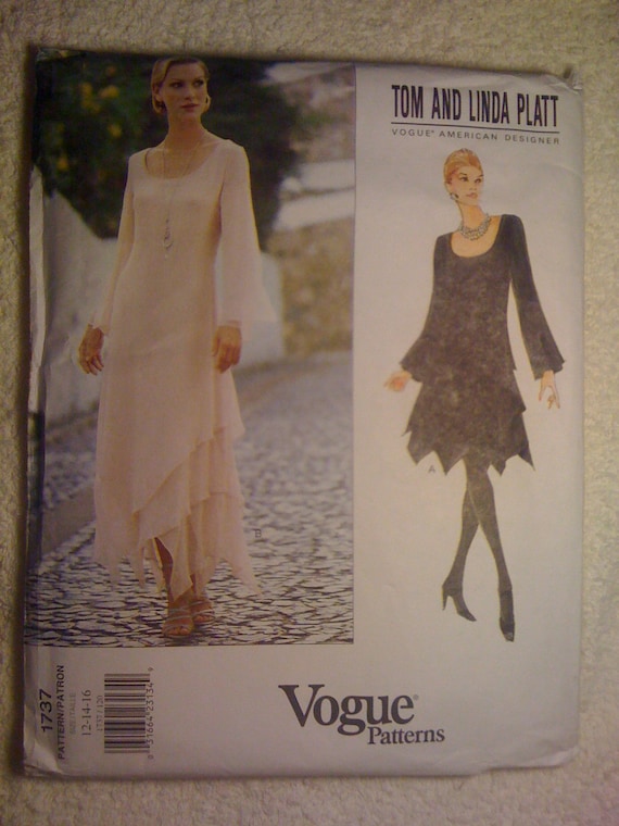 Vogue 90s Sewing Pattern 1737 by Tom and Linda Platt Misses Dress Size 12, 14, 16 Sale