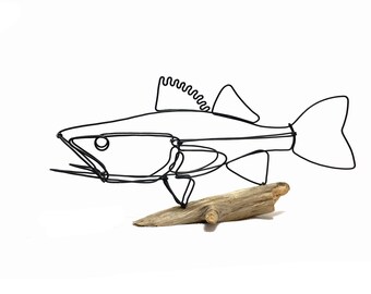 Walleye Fish Wire Sculpture. Fish Wire Art, Minimal Sculpture, 580810943