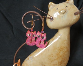 Cat button earrings