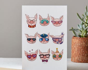 Awesome Pig - art print with pigs by Piggydoodle