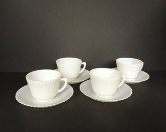 MacBeth-Evans Petalware Monax Cups and Saucers - Set of 4