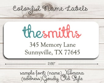 Colorful Name Return Address Labels