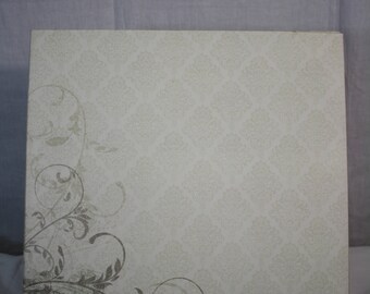 Cream Scrapbook Bottom Left Stem Swirls 12x12