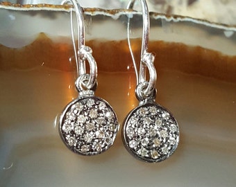 Diamond Earrings April Birthstone Earrings Womens Gift for Her Pave Diamond Dangle Earrings Pave Diamond Jewelry Birthday Gift for Women