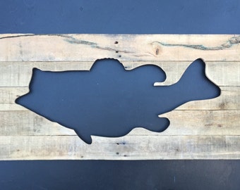 Large, Rustic Largemouth Bass Cutout from reclaimed wood, home decor silhouette