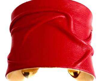 Molded Red Leather Cuff Bracelet - by UNEARTHED