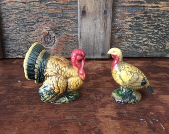 Vintage Tom and hen turkey salt and pepper shaker set