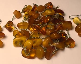 Beautiful egg yolk Baltic Amber Necklace and earrings as a gift