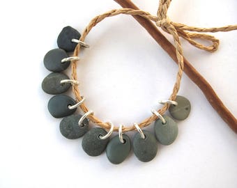 Beach Stone Beads Rock Beads Mediterranean Diy Jewelry Findings Drilled River Stone Beads Small Sea Stone Pairs MISTY GREEN CHARMS 12-13 mm