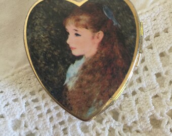Vintage Heart Pill box, Made in Japan; 1 1/2" by 2"