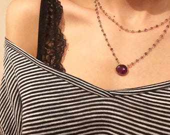 Amethyst Rosary Necklace