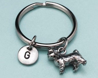 Shih tzu keychain, shih tzu dog charm, dog keychain, personalized keychain, initial charm, customized keychain, monogram, animal charm