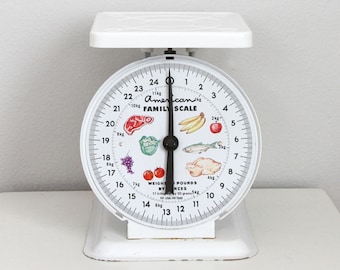 SALE Aluminum Kitchen Scale White - Vintage American Family Scale