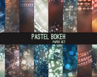 Pastel Bokeh Digital Paper 12x12 Textures, Printable Scrapbook Paper, Backgrounds, Instant Download Lights Sparkles Soft