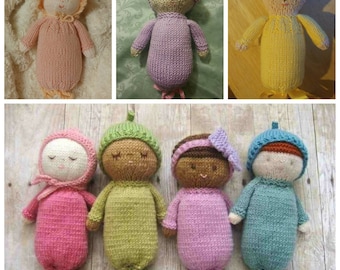 First Dolly! Pint sized baby dolls perfect for tiny hands. Each one hand knitted to order with love. Purchase individual or as a set.