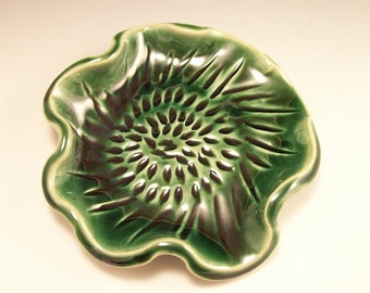 Spoon Rest/Change Holder/Candle Holder in Emerald Green