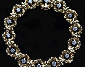 Vintage Van Cleef and Arpels VCA Bracelet Gold Diamonds V.C.A Bangle (5885)