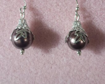 Burgundy pearls with silver accents