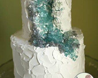 2 tier faux geode wedding cake, 4-6" tiers fake geode display dummy cake. Ships free. Dessert buffet decor, home staging, model home ideas