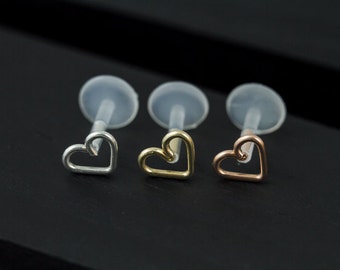 Love heart Tragus Earring-Cartilage earring-Tragus stud -Tragus Piercing-Helix Earring-16gauge bio flexible