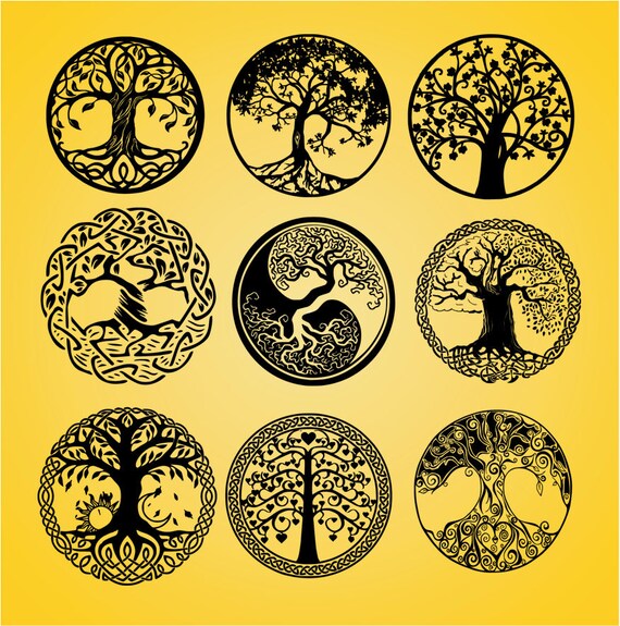 Life of tree tree cut file tree cut out tree dxf vector