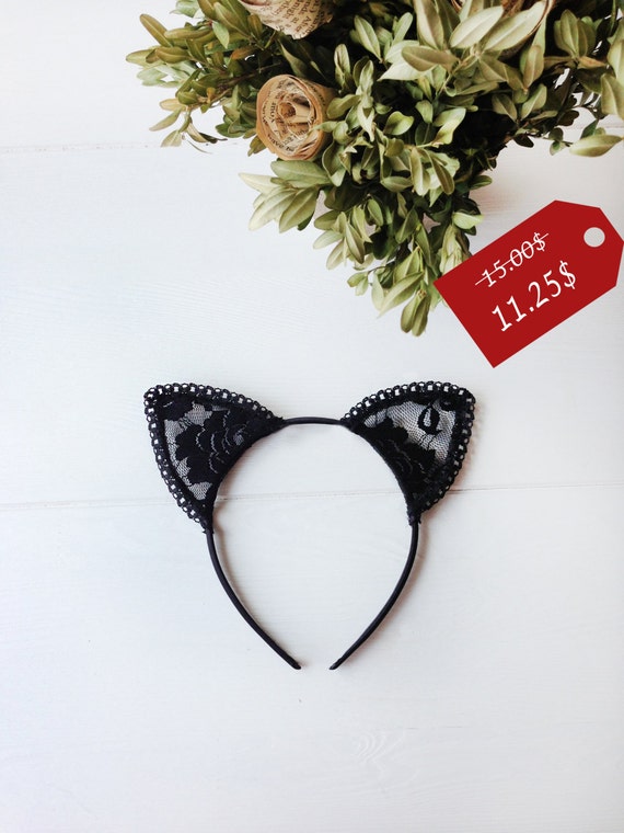 Cat Ears Lace Cat Ears Black Cat Ears Cat Ears Headband