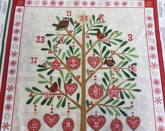 Makeower 1797 Metallic Advent Panel 100% Cotton Fabric by the 60 cm panel