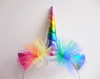 Rainbow Unicorn Headband - Rainbow Unicorn Horn - Rainbow Unicorn Costume